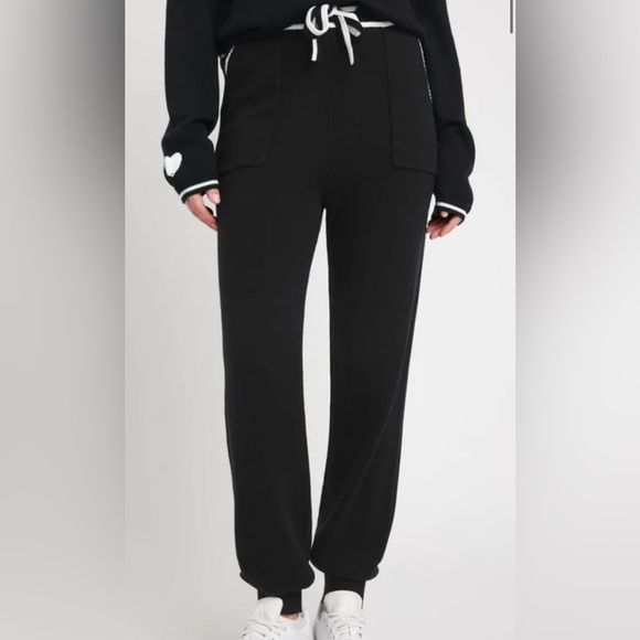 Splendid Elizabeth Cotton Blend Knit Joggers M Black - Picture 1 of 6